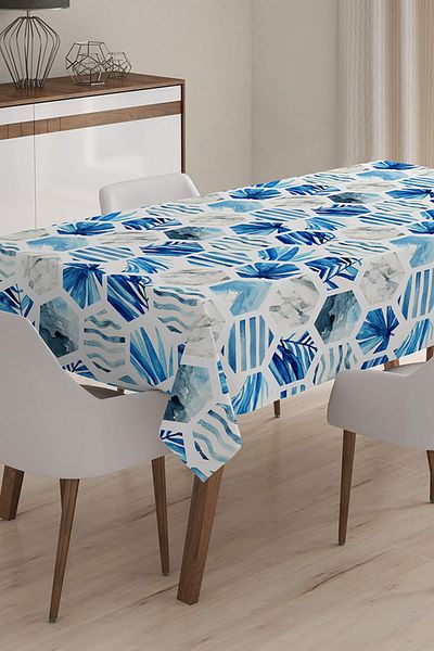 Realhomes Geometric Patterned Digital Printed 3D Tablecloth - 120 x 140 cm