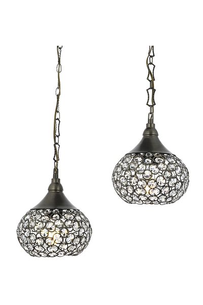 VENON Viola 2-Piece Pendant Lamp Glass Metal Antique (Diamond 12)
