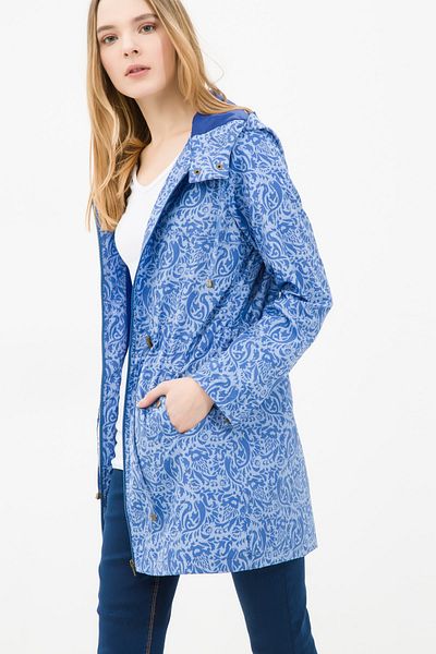 Koton Blau gemusterter Damenmantel 6YAK06039GW