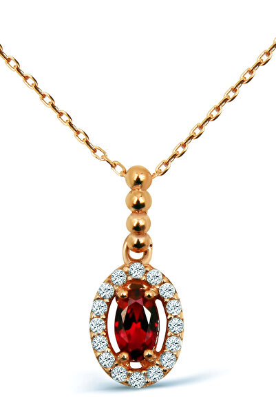 Argentum Concept Kadın 925 Ayar Gümüş Zirkon Taşlı Rose Gümüş Kolye N094001