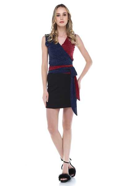 Quincey Μπλούζα Μπορντό Navy Blue Glitter Light - Γυναικεία Wrap BDT2483