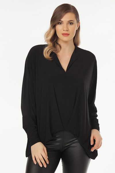 Laranor بلوزة نسائية ذات ياقة سوداء مفصلة 19LB9174