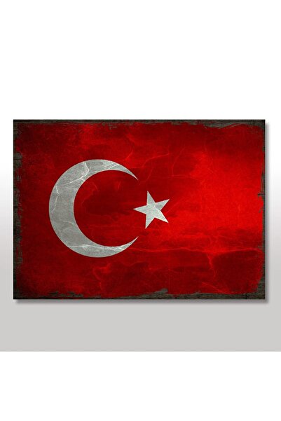 Cakatablo 35cmX50cm Ahşap Tablo Düz Zeminde Türk Bayrağı Görseli