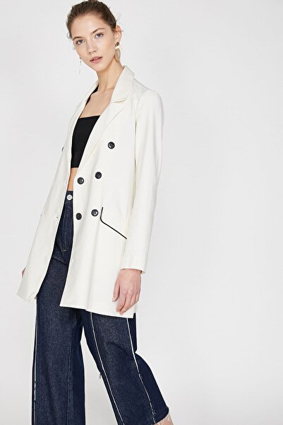 Koton Жіночий класичний комір екрю з довгим рукавом з кишенями детальний жакет 9YAF50095GW