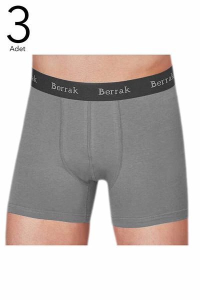 Berrak Ανδρικό γκρι 3 Pack Lycra Modal Flexible Boxer ELF568BER4476CCM3