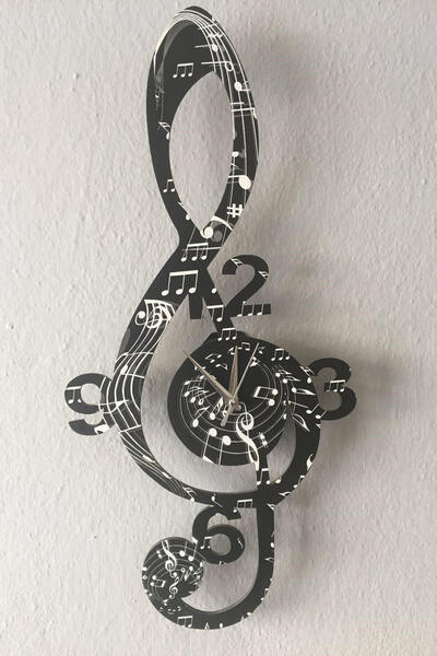 Markakanvas Nota Anahtarı Dekoratif Duvar Saati Nota