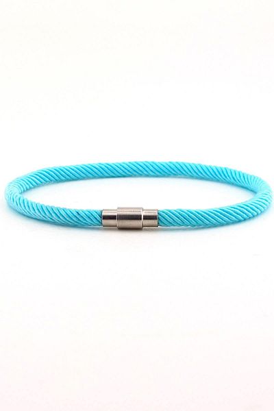 Solfera Men's Blue Braided Rope Metal Magnetized Clip Bracelet Bt462