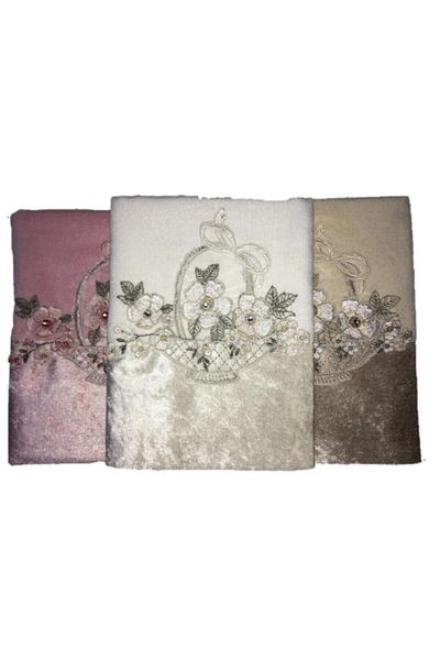 Durul Καλάθι πετσετών μπάνιου Velvet Fancy Laced Μοντέλο 70x140 cm 3 τεμάχια
