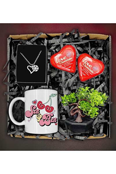 Hazellica Sevgililer Günü Özel Tasarım Kupa&kalpli Kar Tanesi Kolye&bonsai Çi...