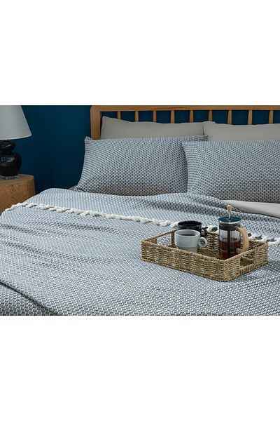 English Home Willow Woven Gray Single Bed Cover Set - 160x240 Cm