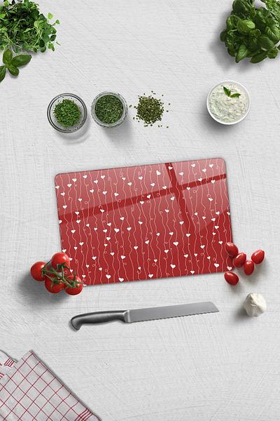 Decorita Glass Cutting Board - Glass Cutting Board - Heart Ivy - 20cm X 30cm