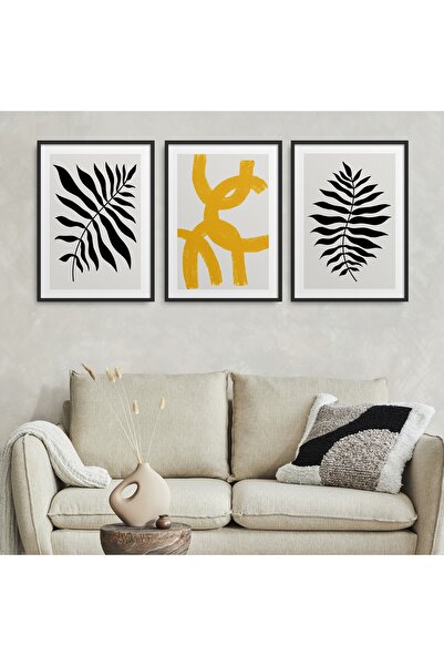 HOMEPACK Siyah Lamine Çerçeveli 3'lü Tablo Seti Hpn076
