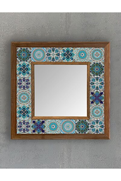 Oscar Stone Decor Masif Çerçeveli Mozaik Taş (mermer) Ayna 33x33 Cm Seramik D...