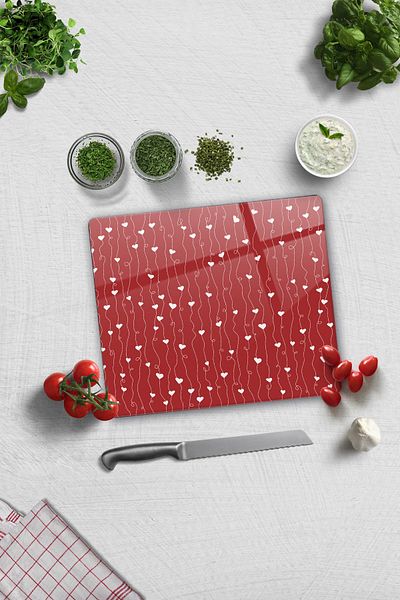 Decorita Glass Cutting Board - Glass Cutting Table| Heart Ivy| 29cm X 34cm