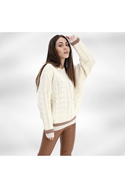 vpr moda Pulover de tricotaj cu detaliu dungi