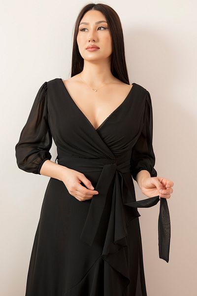 PULLIMM 13372 Double Breasted Collar Fakir Sleeve Skirt Valon Dress