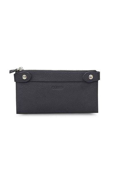 GUARD Black Matte Double Zipper Leather Wallet with Phone Compartment
