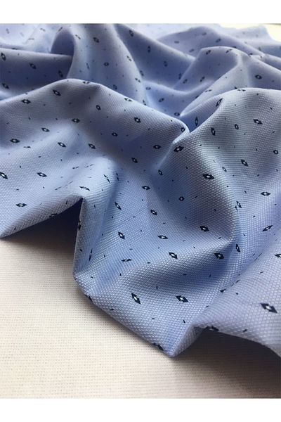 Yiğit Kumaş Patterned Blue Shirt Fabric - Meter Product 100x150 Cm