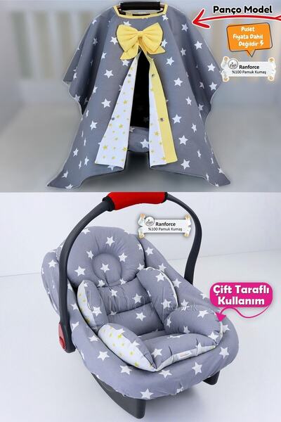 Umaybebek 3 Parça - Puset Örtüsü, Bel Destekli Puset Minderi, Puset Çarşafı, ...