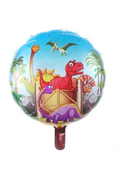 BEST PARTİ DOĞUM GÜNÜ PARTİ SÜSLERİ Round Dinosaur Foil Balloon 43 Cm