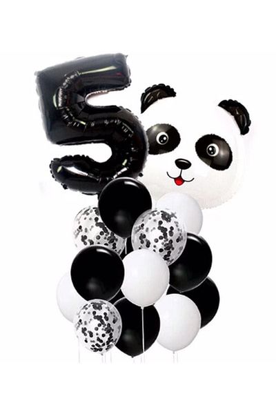 BEST PARTİ DOĞUM GÜNÜ PARTİ SÜSLERİ Panda Themed Black Color Wedding Party Set Age 5