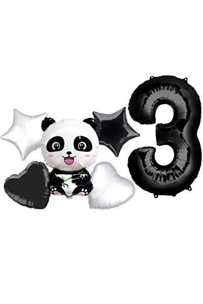 BEST PARTİ DOĞUM GÜNÜ PARTİ SÜSLERİ Panda Themed Star Heart Foil Balloon Wedd...