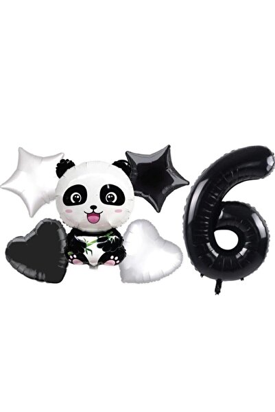 BEST PARTİ DOĞUM GÜNÜ PARTİ SÜSLERİ Panda Themed Star Heart Foil Balloon Wedd...