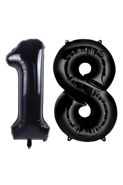 BEST PARTİ DOĞUM GÜNÜ PARTİ SÜSLERİ Foil Balloon Black Number 18 34 Inch 80 Cm
