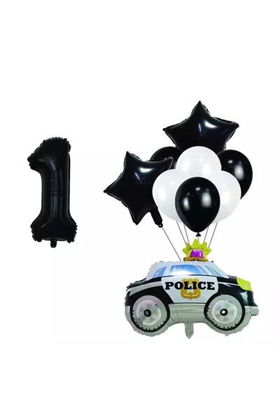 BEST PARTİ DOĞUM GÜNÜ PARTİ SÜSLERİ Police Police Car Foil Balloon Set Age 1