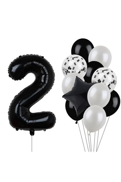 Generic Brand Star Black Number - Foil and Latex Balloon Set, Age 2