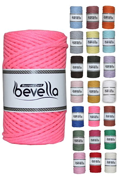 Bevella Macrame Cord Σχοινί Μακραμέ 3mm Ταρανέιμεντο Βαμβακερό Σχοινί Μακραμέ Μονότυλιγμα Νέον Ροζ