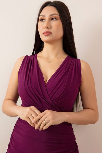 PULLIMM Zero Sleeve Skirt Detailed Double Breasted Collar Dress 13393