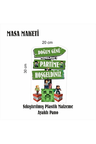SİYAH PARTİ EVİ Minecraft Doğum Günü Masa Maketi Pasta Süsü Seti