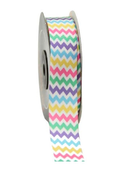 Kazanabil Grosgrain Printed Colorful Zigzag Ribbon Ribbon 2.5 cm x 25 mt