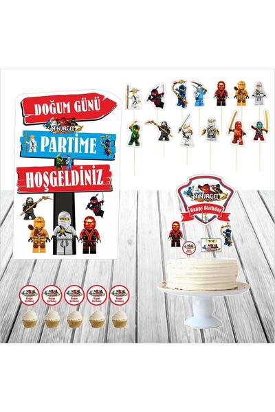 SİYAH PARTİ EVİ Ninjago Doğum Günü Masa Maketi Pasta Süsü Seti