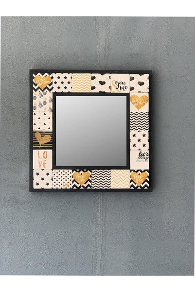 Oscar Stone Decor Oscar Stone Ahşap Çerçeveli Mozaik Doğaltaş Ayna 33 Cm X 33...