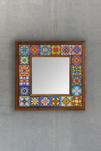 Oscar Stone Decor Masif Çerçeveli Mozaik Taş Ayna 33 Cm X 33 Cm (morocco-etni...