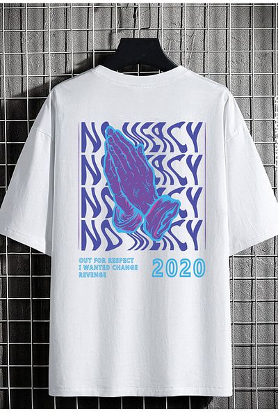 DEEPSENCE Λευκό μπλουζάκι Unisex Oversize - No Mearcy Back Printed
