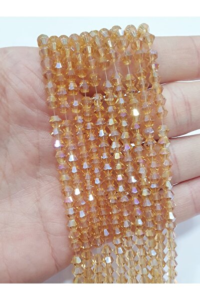 CRYSTALSHOP Mărgele de cristal piramidal de aur de 4 mm (10 șiruri)