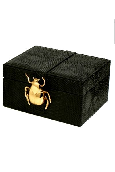 Le Atölye Decorative Leather Covered Ladybug Box Large Size Black