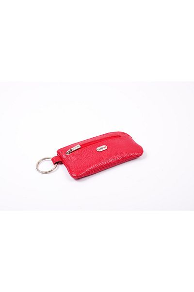 Eminsa Red Genuine Leather Zippered Keychain