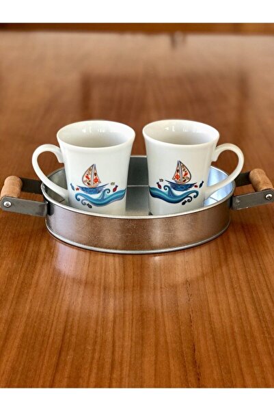 Rustic Concept Galvanized Tray with Wooden Handle / Oil Pot Base / Soap Dish Base