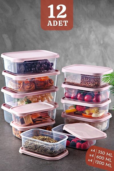 Nandy Home Set of 12 Embox Rectangular Food Supply, Food Storage Container Powder