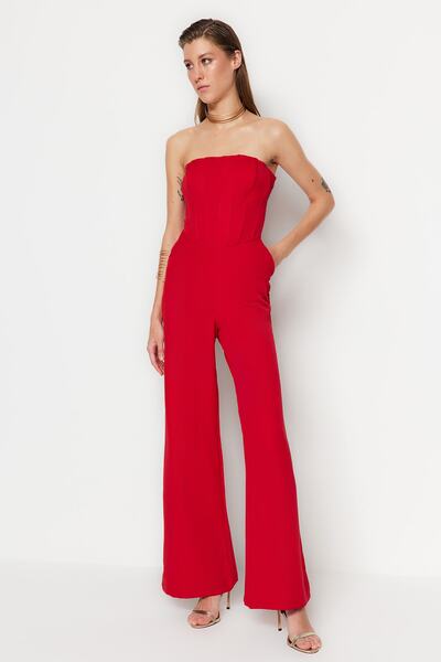 Trendyol Collection Red Woven Jumpsuit TPRSS23TU00027