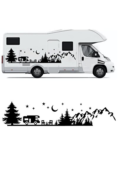 Melek Pazarı 40 X 11 Cm Kamp Orman Manzarası Karavan Stickerı, Kamp Stickerı