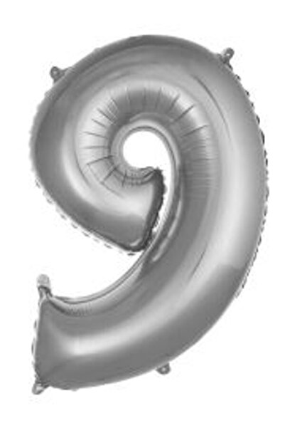 Generic Brand Foil Number 9 Years 34 Inc Silver Color Balloon 76 Cm