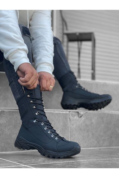 Epikoza Black Nubuck Vegan Long Boots Men's Boots Ekz01710mr21