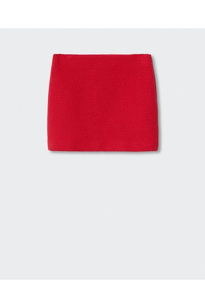 MANGO Woman Mango Women's Tweed Cotton Mini Skirt
