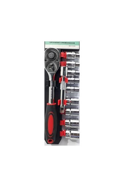 ERÇELİK TİCARET 12 Parça Lokma Anahtar Takımı CR-V Çelik 1/2’’ Cırcır Kollu Set