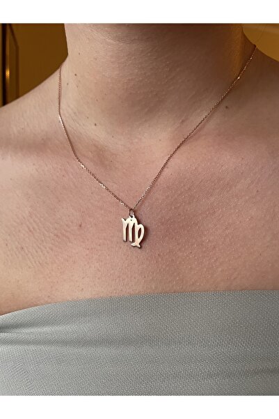 Armeks Başak Burç Kolye - 925 Ayar Roz Gümüş Başak Burcu Kolye -roz Gümüş Baş...